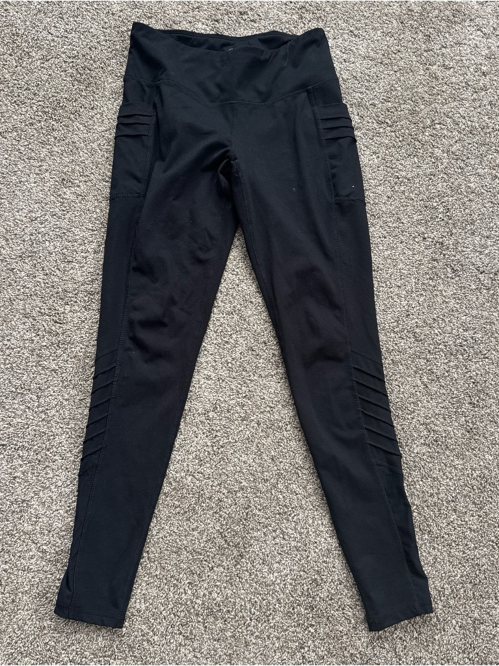 Tangerine Women’s Small Black Moto 28” Side-Pocket Leggings EUC